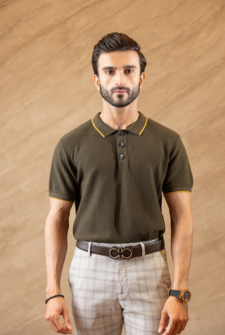 Olive Stripe Polo