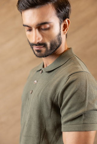 Olive Grid Polo