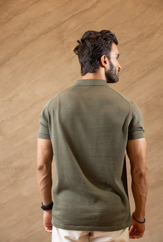 Olive Grid Polo